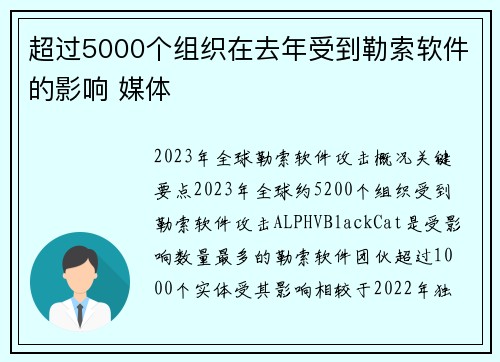 超过5000个组织在去年受到勒索软件的影响 媒体