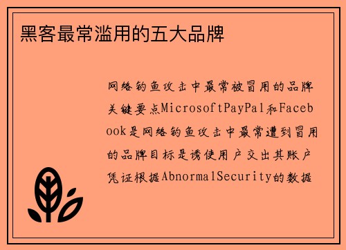 黑客最常滥用的五大品牌 